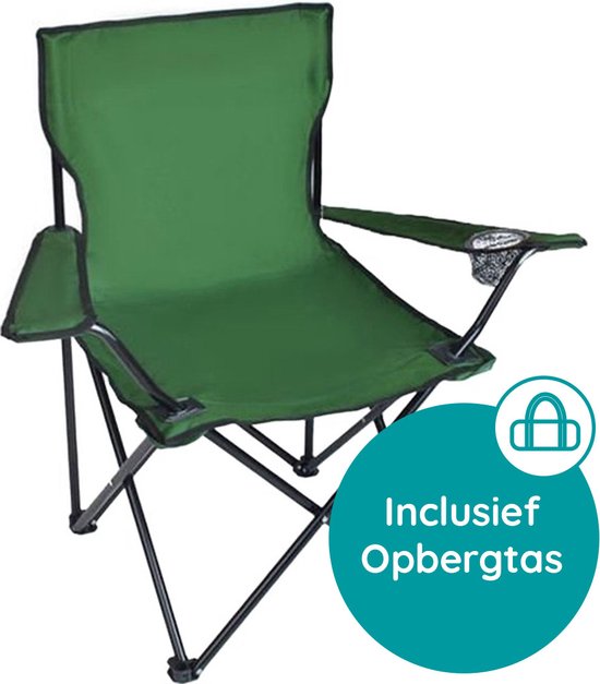 EASTWALL Opvouwbare Kampeerstoel – Visstoel – Multifunctionele vouwstoel – Campingstoel met bekerhouder – Tuinstoel – Klapstoel – Max 100 kg – Groen van EASTWALL