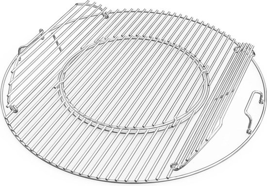 Edelstaal Grillrooster BBQ-System Ø 54.5 cm - Rond Rooster met Handvat voor Weber 57 cm Houtskoolgrills - Pizzasteen Wok Pan