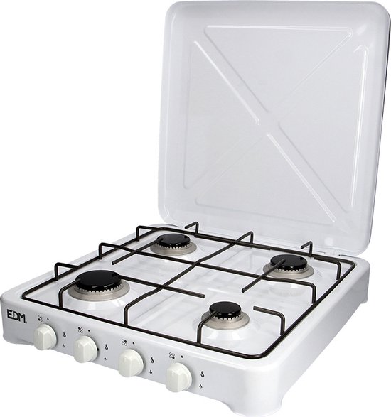 EDM 4-Pits Gaskooktoestel - Camping - Wit - 50x50x12cm van EDM