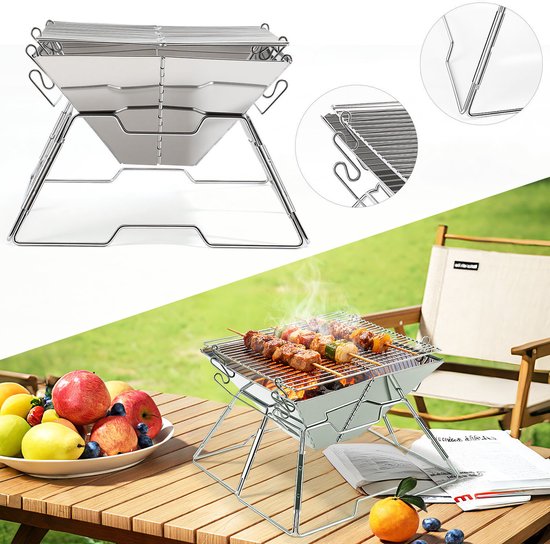 Eenvoudige Houtskool BBQ – Opvouwbare Barbecue met Snelle Montage en Regelbare Hoogte
