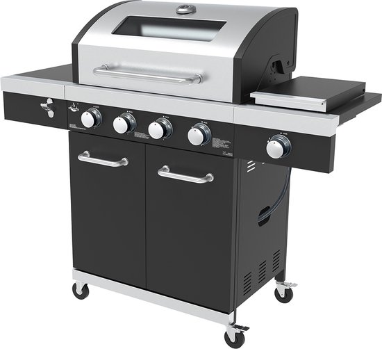 El Fuego Kingston 4.1 gasbarbecue met steakzone - LED knopverlichting - RVS - Zwart van Merkloos