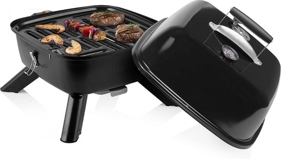 Electrische Bbq met Deksel - Electrische BBQ 2 in 1 - Electrische BBQ Tafelmodel - Elektrische en met Kool van Merkloos