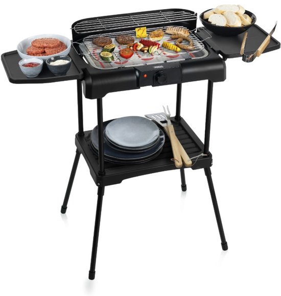 Elektrische Barbecue - Princess 112250 Elektrische BBQ met zijplanken - BBQ - 40x25cm - Met en zonder statief te gebruiken - Met zijplankjes - Ook te gebruiken als tafelgrill - 2200W van Merkloos