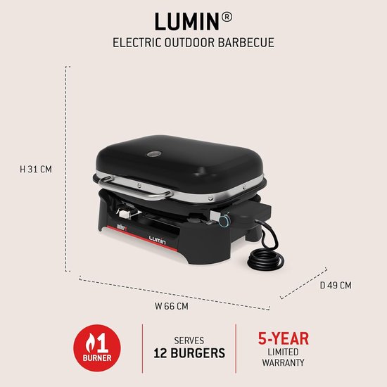 Elektrische BBQ Grill 48,5 x 66 x 30,5 cm – 2200W 315°C High-Heat Grill, Roken, Stomen & Warmhouden – Gietijzeren Grillrooster 33 x 49 cm – Digitale Temperatuurregeling – Zwart – HomebyNicole Lumin Pro van Merkloos