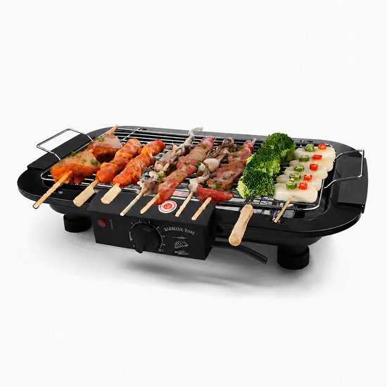 Elektrische grill – 2000W Tafelgrill met Thermostaat & Uitneembare Onderdelen – Draagbaar voor Buiten, Balkon & Tuin – Zwart