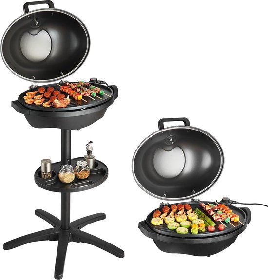 Elektrische Grill – Tafelgrill – Barbecue – Staande Grill – 2-In-1 Grill – 2400 W Vermogen – Grote Keramische Antiaanbakplaat van Merkloos