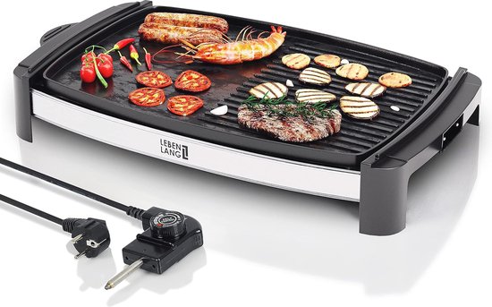 Elektrische Grillplaat 2200 Watt - Draagbare Tafelgrill voor Binnen en Buiten - Ideaal voor 4-8 Personen van Hoffenbach