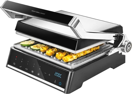 Elektrische Grillplaat met Autocook Systeem - 2000 W, RockStone Coating, 180º Opensysteem van Cecotec
