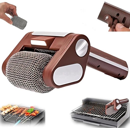 Elektrische grillreiniger met LED-verlichting - geen voorverwarming nodig, vaatwasmachinebestendig, perfect voor buitenbarbecues. van Merkloos
