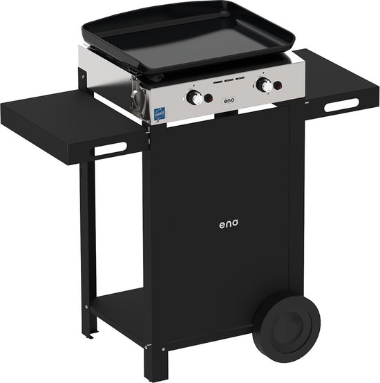 ENO INITIAL 50 GASBARBECUE - PLANCHA + ROLTAFEL - BAKPLAAT - LEVENSLANGE GARANTIE - 2 BRANDERS van Eno