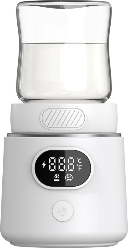 Evite Draagbare Flessenwarmer - Oplaadbaar - Voor Onderweg - 8800 mAh - 3 Adapters en 4 Standen - USB-C - Wit van Evite