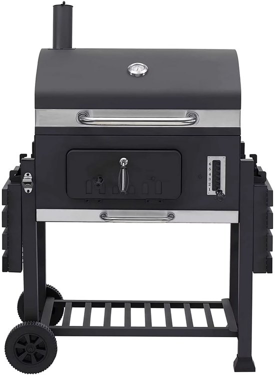 Extra Grote Houtskoolbarbecue - Dubbele zone - Buitengrill met Dubbele Zone, Verstelbaar Houtskoolblad en Opvouwbare Bijzettafel van Merkloos