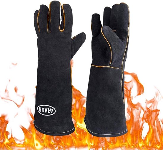 Extreme hittebestendige BBQ Grill Handschoenen met aluminiumfolie voering - EN407 gecertificeerd - 1 paar van Merkloos