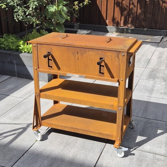 FAF Techniek FAF Pro - Mobiele Buitenkeuken en Barbecue - Cortenstaal - 80x40x80 cm