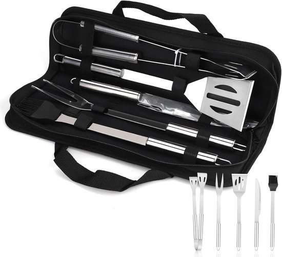 Famanu Barbecue Gereedschapset, Roestvrij Stalen Accessoires Met Opbergzakken, Professionele Grillgereedschap Voor Halloween En Kerstmis van Famanu