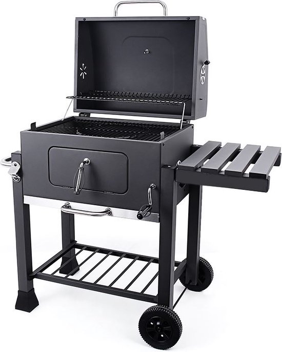 Famiflora houtskool barbecue Illinois - Grilloppervlak BBQ 55 x 41 cm - Met ingebouwde thermometer - 115 x 67 x 106 cm van Merkloos