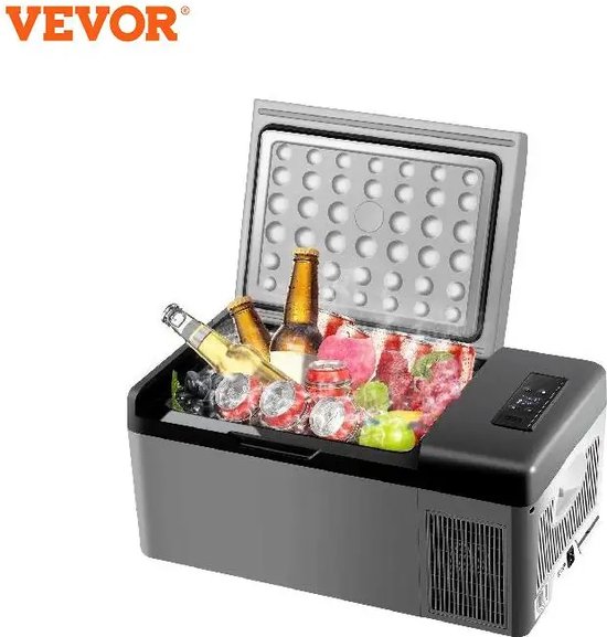Fayb Koelbox - Mini koelkast - Mini vriezer - Coolbox - Elektrische koelbox 15L - Koelbereik -20° tot 10° - 45 Watt - 12/24V - 60x32x26cm - Grijs/Zwart van Fayb
