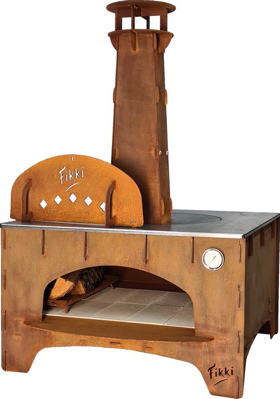 Fikki Level - pizza oven voor buiten van cortenstaal van Merkloos