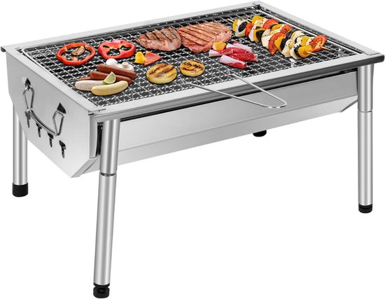 Florixa® Tafel Bbq Houtskool - Weber Bbq -Boretti Bbq - Houtskool - Zilver - 28cm x 40cm x 22cm