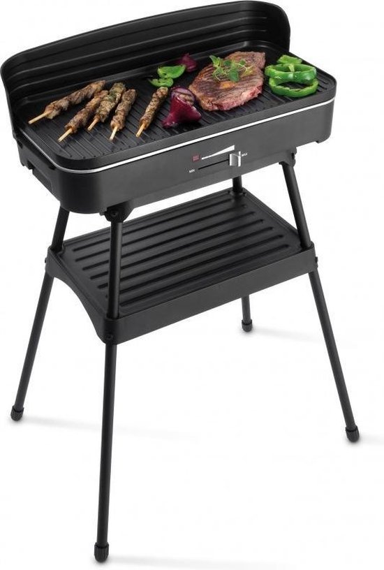 Fritel BBQ 2246 - Elektrische barbecue en tafelgrill - grilloppervlak 50x25 cm + 2200W + onderstel - zwart van Fritel