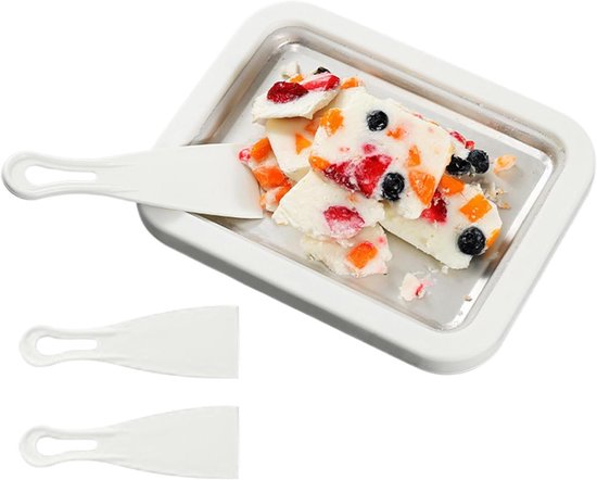 Gerolde ijsmachine - IJsmaker Rolletjes - Desserts Maken - Roestvrijstalen Bakplaat - 26 cm - Wit van Merkloos
