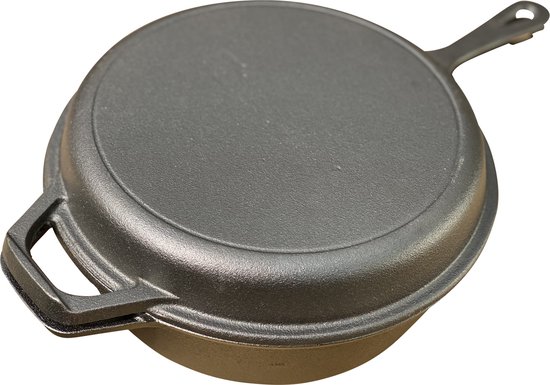 Gietijzeren deep skilletset - 3qrt - preseasoned van Merkloos