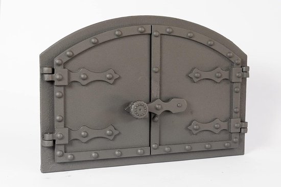 Gietijzeren Ovendeur voor Houtgestookte Pizzaoven - Dubbele Deur met Deurslot - Temperatuur Controle met Hittebestendig Glas - 53,5 x 36 cm
