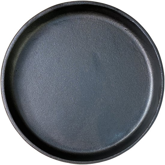 Gietijzeren ronde steakplate - met onderzetter - 22 cm van Merkloos