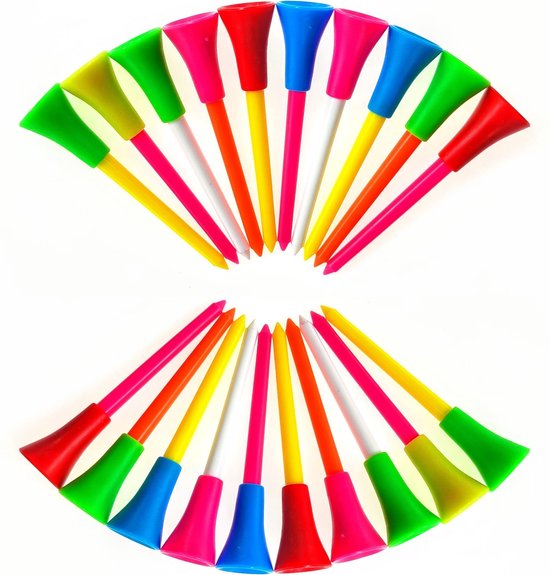Golf Tees Kunststof - Golf Accessoires - Golf Tees Plastic - 83mm - 20 stuks - VERBETERDE KWALITEIT!! van Merkloos