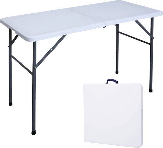 Goliving Inklapbare Tafel – Klaptafel – Campingtafel – Vouwtafel Buiten – Weerbestendig – 122 x 60 x 74 cm – Wit van Goliving