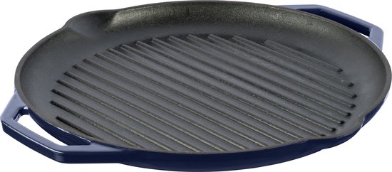 Grand Feu - Geëmailleerde gietijzeren grillpan - blauw van Le Creuset