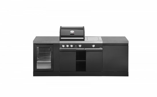 Grandhall Buitenkeuken met Premium G3 Plus barbecue - 230cm breed - met koelkast en 2 werkbladen van Merkloos