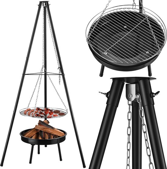 Gregman Roast 30 - Vuurschaal en Grill - Tuinhaard & Houtskool BBQ 2-in-1 met Verstelbaar Rooster - Zwart van Merkloos