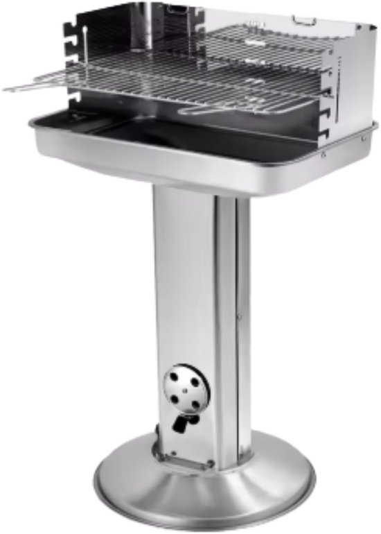 Grill Houtskool BBQ - Voor Tuin, Camping & Outdoor - Draagbare Trechtergrill met Plank - Roestvrijstaal - 87x89x89 cm van Merkloos