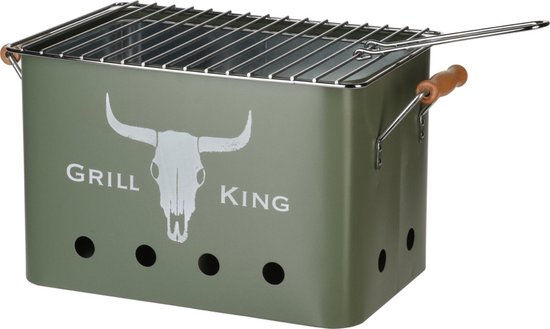 Grill King Houtskoolbarbecue Rechthoek - Mat Groen - 32x20x20 cm van Grill King