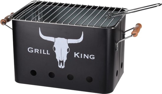 Grill King Houtskoolbarbecue Rechthoek - Mat Zwart - 32x20x20 cm van Grill King