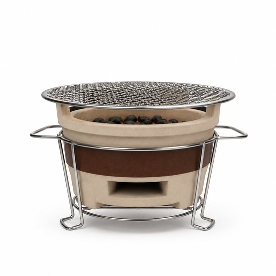 Grillies V1 Tafel BBQ - Compacte Mini Houtskool BBQ voor Tafel & Balkon - Draagbare Keramische Barbecue