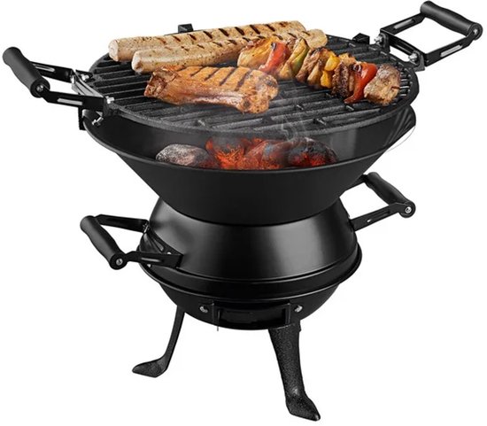 GRILLMEISTER Houtskool BBQ Geemailleerd gietijzer - 3 standen grillrooster van GRILLMEISTER