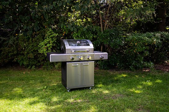 GrilluxePrime gasbarbecue 3 branders met gietijzeren kookplaat