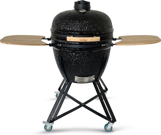 GrillX Kamado BBQ - 24 Inch - Incl. Hoes - Barbecue Egg - Houtskool Barbecue - Zwart - Ø 53cm van GrillX
