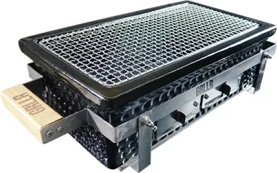 GRLLR Houtskoolbarbecue Shichirin Osaka Zwart Tafel BBQ van Merkloos