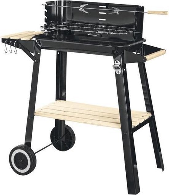 Grote Barbecue BBQ ideaal in de zomer met wielen - extra barbequespies van 70cm van Merkloos