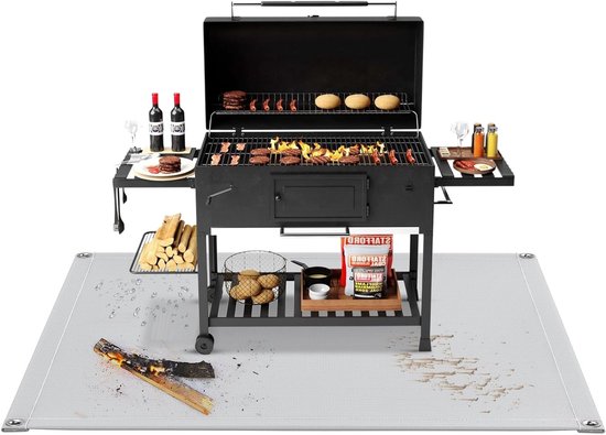 Grote Vuurvaste Grillmat van 87cm x 87cm, Hittebestendige Bescherming voor BBQ en Buitenkeuken, Waterdichte Barbecue Ondergrond voor Terrassen en Tuinen