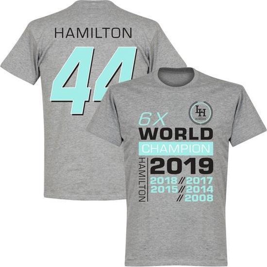 Hamilton 44 6x Wereldkampioen T-Shirt - Grijs - XL van Hamilton