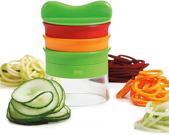 Handmatige Spiral Cutter met 3 Snijbladen voor Groenten, Ideaal voor Wortelen, Komkommers en Courgettes