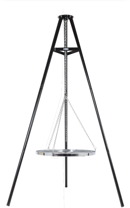 HEAT Outdoor Living Driepoot met Grillrooster (172 cm) - Zwart Staal Stativ - Driepoot Barbecues - Grillrooster 65 cm van Merkloos