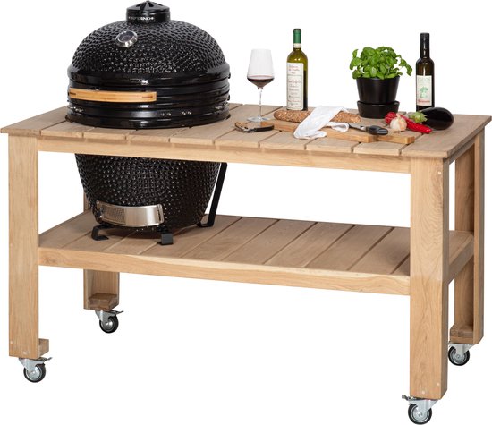 Heavenly Garden - BBQ Tafel - Buitenkeuken - Starter de Luxe - Afmetingen (LxBxH) 150 x 76 x 87 cm - Eikenhout van Merkloos