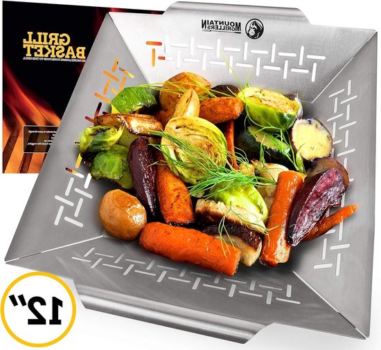 Heavy Duty Groente Grilling Basket voor BBQ - Vis Vlees Garnalen - Roestvrij Staal - 12 Inch Pan van Weber