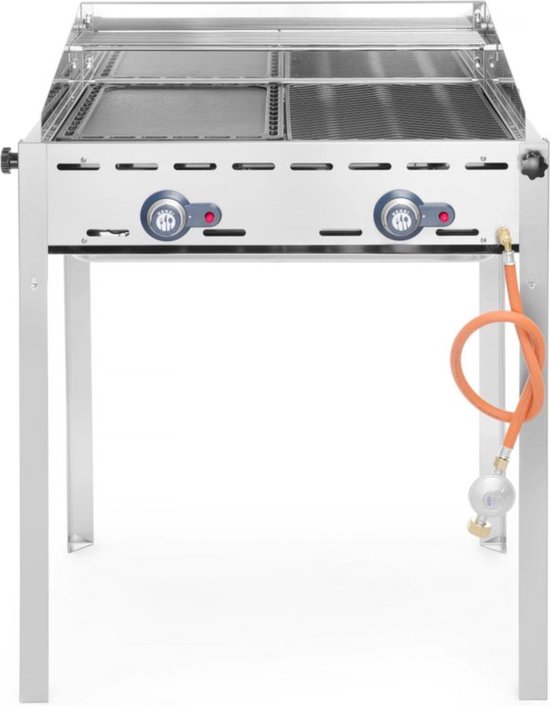 Hendi Green Fire Gasbarbecue met 2-Branders | 2 RVS Grillroosters van Hendi