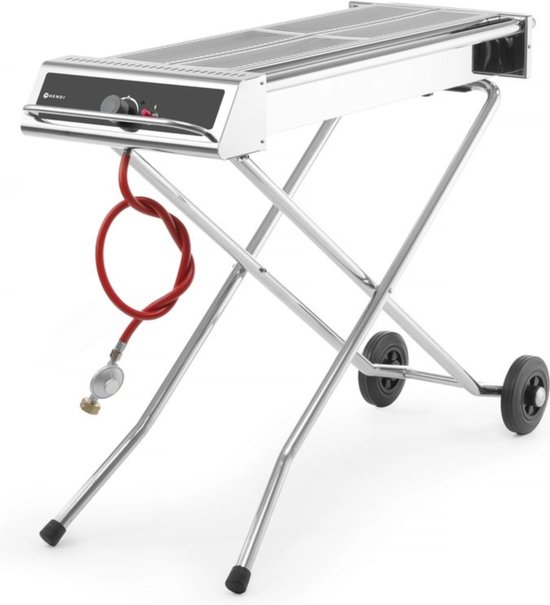 HENDI Krachtige roestvrijstalen barbecue - 7,5kW - inklapbaar en verrijdbaar - 1120x410x900 mm van Hendi